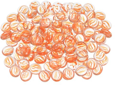 sourcing map Cuentas de vidrio para hogueras, mármoles de vidrio redondos de grava, guijarros reflectantes para decoración de acuarios, 1000 g, rojo transparente