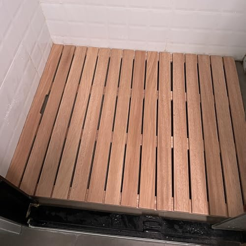 Caillebotis Douche 30 40 50 60 70 80 90 100 110 120 Cm Tapis de Salle de Bain en Bois, Grille de Douche Antidérapante, Tapis de Bain en Bois pour Porte Sauna Spa Cour Patio Piscine(30cmx70cm(11.8inx27