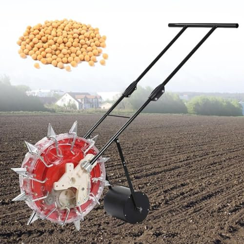 XCSCUK Precision Garden Seeder, Hand Push Seeder, Lawn/Garden Seeder with Seed Storage Box for Corn Soybean Fertilizer (10Mouths)