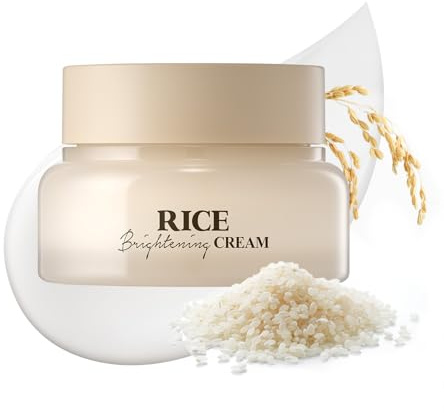SKINFOOD Rice Brightening Cream, Korean Face Moisturizer with 48 Hours Fermented Rice Water, Korean Skin Care Rice Moisturizer for Natural Glow Glass Skin, Nourishing, Vegan, 60ml/2fl.oz.