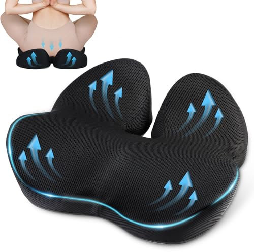 Feelhap Ergonomisches Sitzkissen für Bürostuhl, Sitzkissen Orthopädisch Druckentlastung für Hüfte, Steißbein, Coccyx, Ischias, Memory Foam Sitzkissenpolster für Schreibtischstuhl, Rollstuhl, Autositz