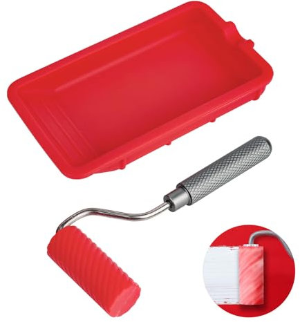 bssmmai Pincel para pegamento con bandeja de silicona – Rodillo para aplicación rápida y uniforme sobre madera – Reutilizable para trabajos artesanales