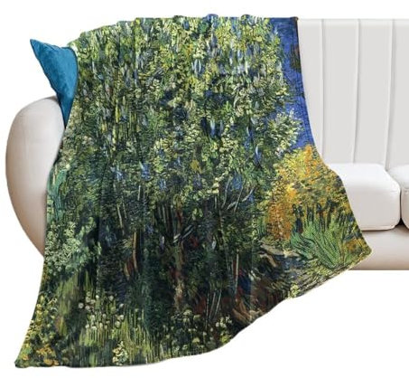 Manta de franela de forro polar con póster de arbusto lila de Vincent Van Gogh, para todas las estaciones, acogedora, de felpa, ligera, decoración de otoño, 60 x 80 pulgadas