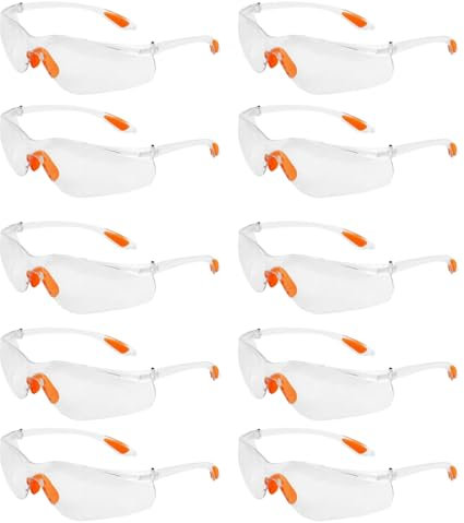10Pcs Goggles Safety Glasses for Work Anti fog Scratch,Safety Goggles Adult,Clear Protective,Lenses Eye Protection Glasses Spectacles Security Eyewear for Welding Construction Laboratory Chemicals