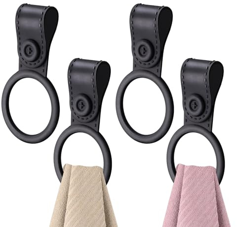 4 Pack Silicone Kitchen Towel Holder – Soft & Waterproof Bathroom and Dish Towel Holder, Towel Clips for Kitchen, Cabinet, Stove, Oven Handle or Rods (Black, Non-Slip & Heat Resistant)