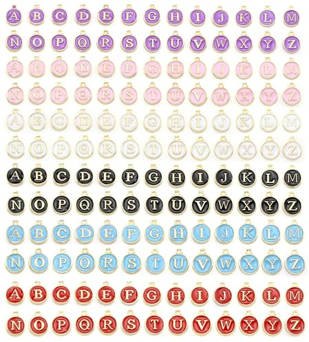 156 ciondoli colorati rotondi a forma di lettera A-Z, mini charm, per gioielli fai da te, bracciali, orecchini, collane e regali decorativi