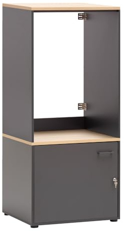 Anthracite Washing Machine Cabinet with Lockable Storage Oak Finish - Washer Dryer Unit Cleaning Supplies nizer for Laundry Room Utility Room Bathroom