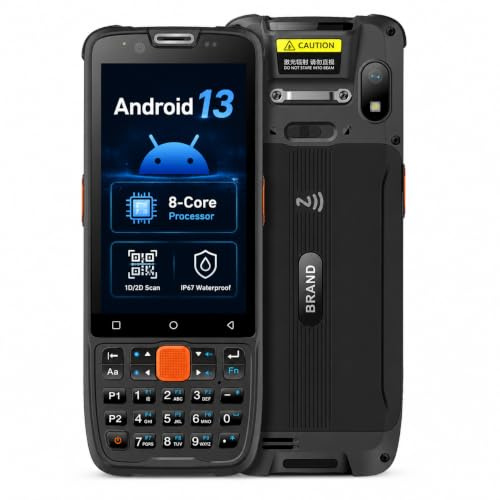 Breloom - Scanner di codici a barre Android, PDA portatile Android 13, 4GB+64GB, PDA robusto 1D/2D/QR, 2/3/4G Wi-Fi 5/BT 5.0, Terminale dati portatile touch screen da 4 pollici per inventario