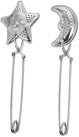 BESPORTBLE 2pcs Stainless Steel Tea Infuser with Handle Long Strainer for Loose Ideal Long-Handle Ball Crystal Moon-Shaped Infus Moon and Star Shape Strainers for Leaf Tea, Home Use, Teapots