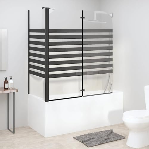Tidyard Crochet adhesif Mural,Porte Serviette Cabine de Douche à Rayures 120x68x130 cm Verre trempé