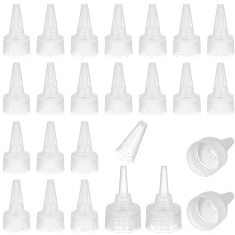 PATIKIL 24/410 Twist Top Caps, 60Pcs Plastic Squeeze Bottle Replacement Caps with Foam Gasket for Paint Lids Glue Dispensing DIY Crafts, Clear