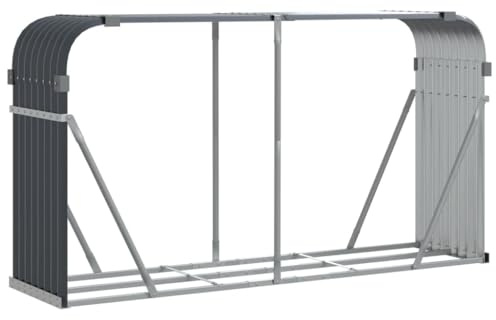 ACAGALA Kaminholzunterstand, Metall Kaminholzregal 180 x 45 x 100 cm, Brennholzregal Außen, Holzlager Brennholzlager, Verzinkter Stahl, Anthrazit