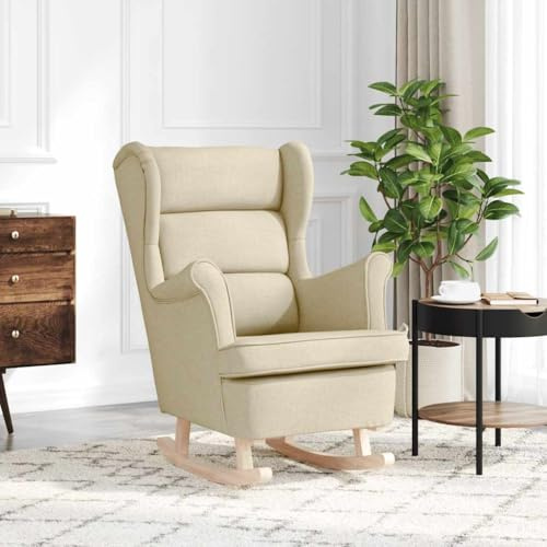 Ziaphsol Schaukelsessel Creme, 74x90x102 cm, Stoff, bequemer Loungesessel für Wohnzimmer, Schlafzimmer, Büro, entspannendes Schaukeln, gemütliches Indoor-Möbel