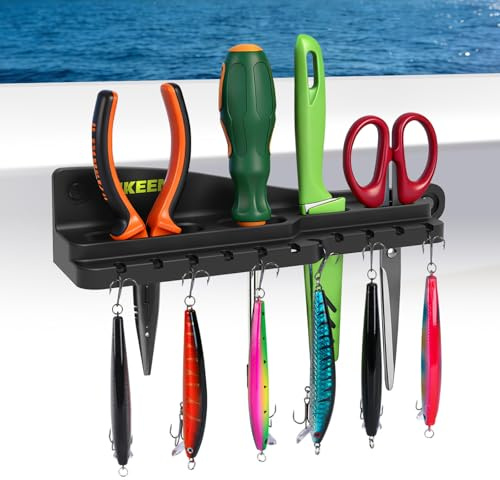 Hikeen Fishing Tool Holder for Boat, Fishing Hook, Pliers, Knives, Lures Organizer for Boat, Screw Mount Marine Tackle Rack Holder