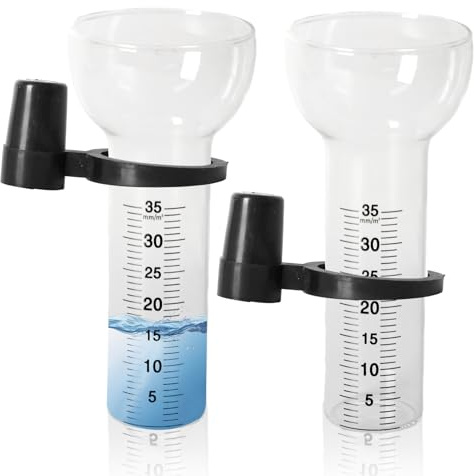 Dwitkul 2 Piezas Pluviómetros, Pluviómetro de 35 mm, Vidrio de Repuesto para Pluviómetro con Soporte, Pluviómetro en Forma de Embudo, Pluviómetro para Exteriores,Resistente a Las Heladas para Patio