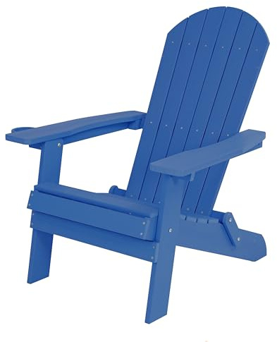 AXI Claire Adirondackstuhl aus Kunststoff in Blau | Gartenstuhl/Loungestuhl/Adirondack Stuhl/für 1 Person mit Armlehnen & hoher Rückenlehne | 84,5 x 77 x 95,5 cm