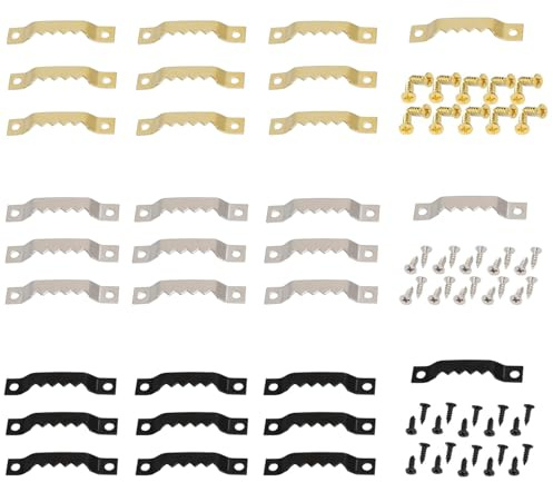 dientes de Sierra para Colgar Cuadros, Colgador Dientes de Sierra Doble Agujero, Ganchos para Cuadros, Ganchos para Colgar Dentados, 30 ganchos dentados de un lado con tornillos