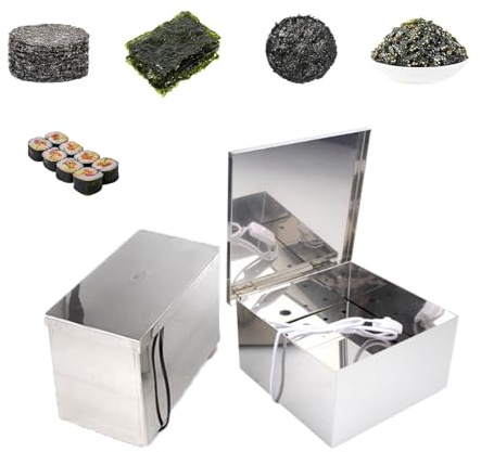 LYSDIANPU Stainless Steel Nori Dryer, Adjustable Temperature Seaweed Drying Box with Heating Lamp & 1.63m Power Cord, Moisture-Proof Nori Warmer for Sushi Restaurants & Japanese Kitchens