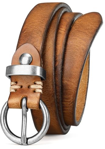 VONMELLI Ledergürtel Damen aus echtem Leder für Jeans Vintage Dünner Damengürtel Goldschnalle Damen Schmaler Taillengürtel
