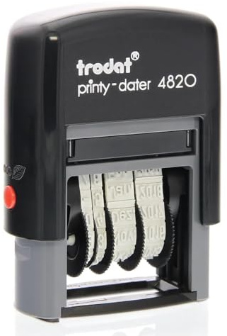 Trodat Date Stamp Printy 4820 Self-Inking, Months in Letters, Characters 4mm, Imprint Black, 89x68x28 mm, 055581