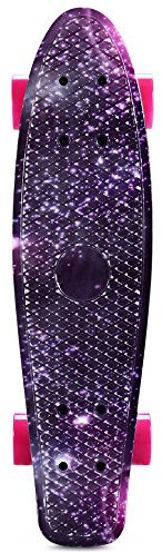 Top of top store 22 pulgadas Skateboard púrpura cielo estrellado patrón retro Longboard mini Cruiser completo púrpura PU ruedas