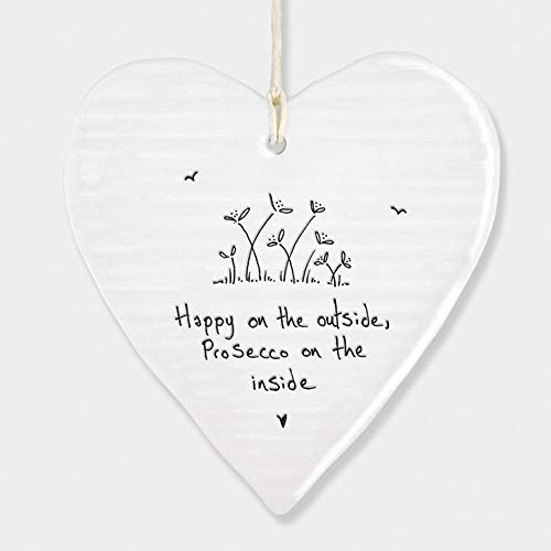 East Of India Hanging Heart Gift Happy on the outside Prosecco inside