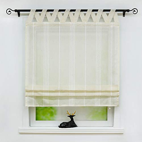 Joyswahl Raffrollo halbtransparentes Unifarbiges Bändchenrollo mit Längsstreifen »Thea« Schals mit Schlaufen Fenster Vorhänge BxH 80x140cm Beige 1er Pack