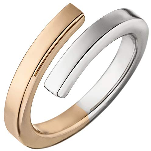 Jobo Damen-Ring offen aus 925 Sterling Silber Bicolor vergoldet Größe 58