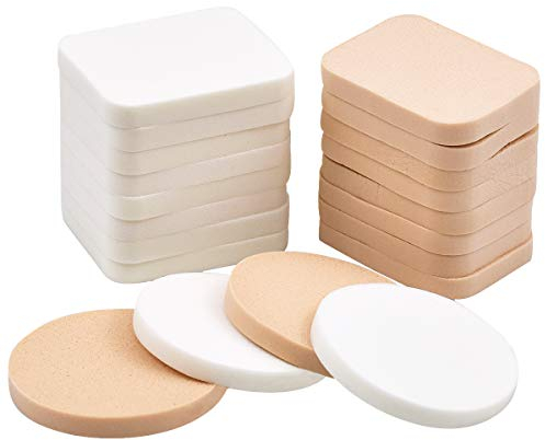 Fodlon Spugne per il Trucco, 20 Pezzi Umido e Secco Trucco Spugna Spugne per Viso Set di Spugne di Trucco Spugna in Lattice Espanso Unisex Rotondo e Rettangolo