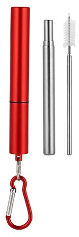 Kit de paille réutilisable rétractable en acier inoxydable à trois sections(#2)