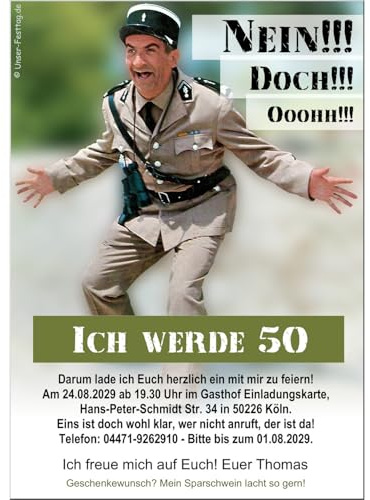 Nein, doch, oooh!! Lustige Einladungskarten Geburtstagseinladungen runder | Geburtstag. Spruch und Wunschtext. - 50 Karten