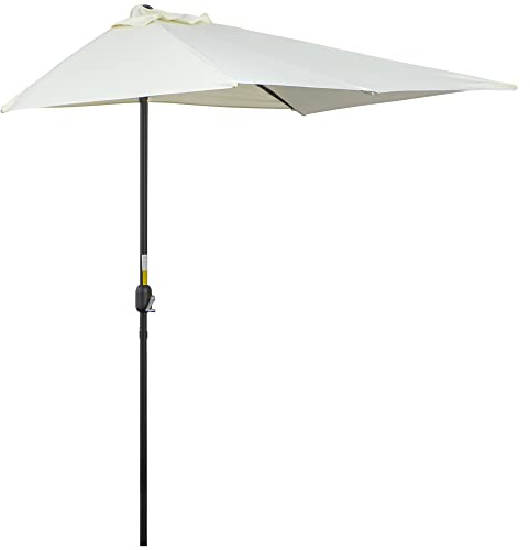 Outsunny Sombrilla rectangular para pared 230x130x245 cm con manivela, parasol para balcón, terraza y jardín - protección UV 30+, impermeable, beige