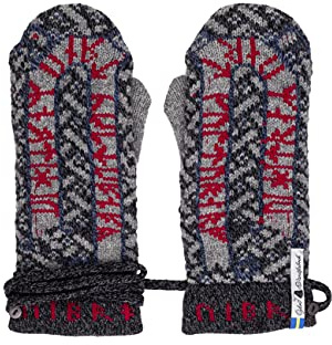 ÖJBRO VANTFABRIK – Fäustlinge, 4-lagig, Größen S (6), M (7-9), L (10-11), aus 100% Merinowolle, unisex, warm & weich, folkloristisches nordisches Design