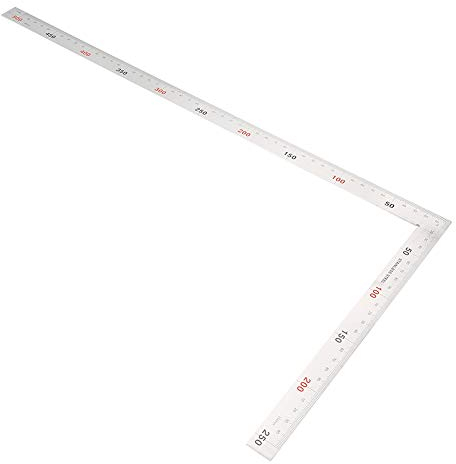 Righello Quadrato a Doppia Scala a Forma di L Framing Quadrato Righello Goniometro Righello ad Angolo retto a Forma di L in Acciaio Inox di misurazione del Legno Strumento Quadrato (500mm* 250mm)