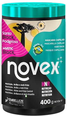 Novex Mascarilla Capilar Mystic Black Enriquecida con Aceite de Baobab, Hidrata Profundamente y Ayuda a Sellar las Cutículas del Cabello, Adecuada para todo Tipo de Cabello 400 g