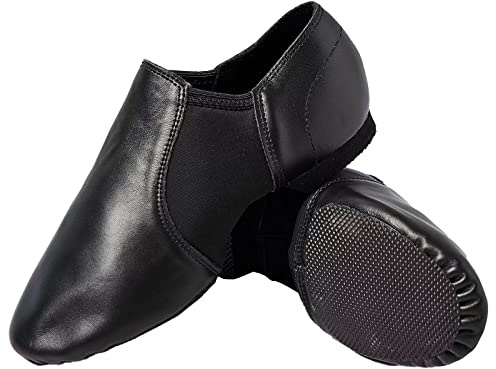 s.lemon Jazz Tanzschuhe,Echtes Leder Geteilte Sohle Moderner Jazz Schuhe Jazzschuhe für Damen Herren Schwarz 42