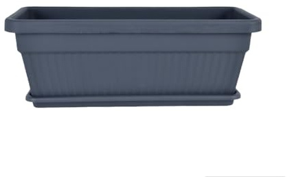 Tamersgifts Heavy Duty Windowsill Trough Window Box Plastic Plant Pots with Matching Saucer (Gunmetal Grey, L 75.5cm x W 31cm x H 28cm)