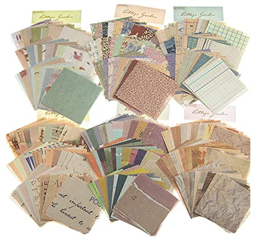 DTMEFJ 360 Blätter Scrapbooking Papier Klein Vintage Blumen Scrapbooking Vintage Aufkleber Stempel Scrapbooking Aufkleber für Tagebuch Notizbuch DIY Kunst und Handwerk (6 Packungen)