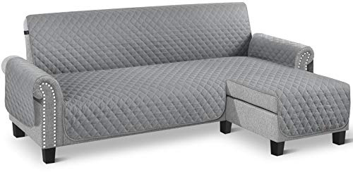 TAOCOCO Corner Sofa Bed Cover Reversible 2 Seater Chaise End Sofa Cover L Shape Sofa Protector for Pets Furniture Sofa Protector (Pale Grey)