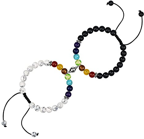Magnetische gegenseitige Anziehungskraft Armband Perlen Armband Am besten passende Armbänder Liebhaber Beziehung Schmuck Geschenk für Frauen Männer (7 Chakra)