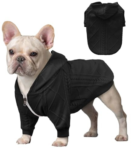 meioro Sweater für Hunde Kapuzenpullis für Haustier Warme Hundebekleidung Puppy Einfarbiger Hundepullover Süße Winterjacken Geeignet für kleine und mittlere Hunde French Bulldog (Schwarz, XS)