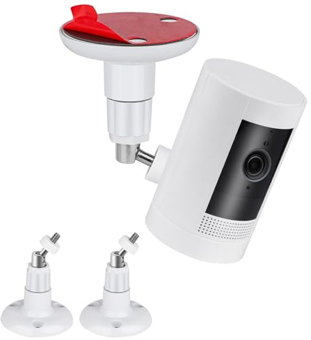Paquete de 2 soportes adhesivos de pared para Ring Stick Up Cam y Ring Outdoor Cam Plus, soporte ajustable de 360 grados sin tornillos para tu cámara de vigilancia, instalación de 2 maneras sin