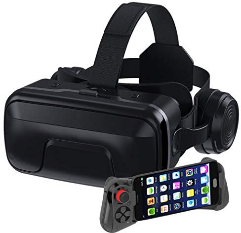 RSGK Gafas de Realidad Virtual 3D, Gafas de Gafas Bluetooth de Realidad Virtual con Control Remoto, Utilizado para Jugar Juegos y Ver películas. Teléfono móvil de 4.7-6.5 Pulgadas.