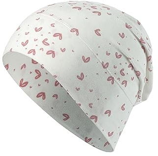 Sterntaler GOTS Beanie Herzen - Babymütze aus Singlejersey (Bio) mit allover Druck - anschmiegsame Mädchen Beanie Mütze variabel tragbar - Baby und Kinder Übergangsmütze, ecru, Größe 43