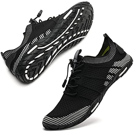 WateLves Badeschuhe Herren Damen Barfußschuhe Wasserschuhe Schwimmschuhe Strandschuhe für Surfen,Tauchen,Bootfahren,Gymnastik Fitness (Schwarz weiß, 40EU)