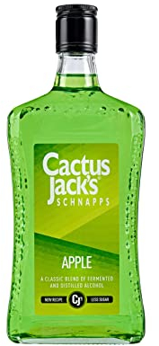 Cactus Jack's Apple Flavoured Schnapps, Fruit Flavoured Green Liquor for Cocktail Making, Flavoured Shots or Mixer, 15% Alcohol Drink, Cocktail Ingredient for Home Bar, 70cl