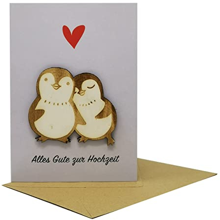 Woodland Mail Glückwunschkarte zur Hochzeit mit Holzpinguinen