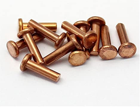 yaoqijie 500Pcs Copper Solid Rivets GB109 M2*L Flat Head Copper Rivets Solid Brass Rivet 2mm Diameter 3mm-10mm Length lasting (Stem Length : M2X5mm 500Pcs)