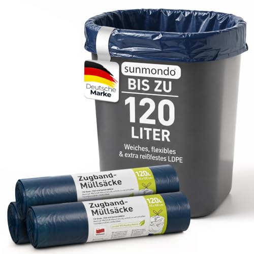 120L Blaue Müllbeutel Mit Zugband (120L Blau 3er)