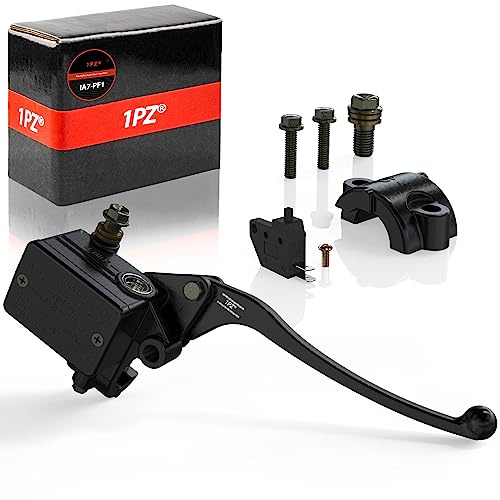 1PZ IA7-PF1 Pompa Freno Anteriore Moto, 7/8 22mm Pompa Freno Superiore Destra per Moto, con Interruttore Freno, Foro di Installazione Specchietto Retrovisore 10mm
